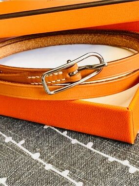 Sz XS/S Vintage Hermes Natural Quad Tour Palladium Bracelet